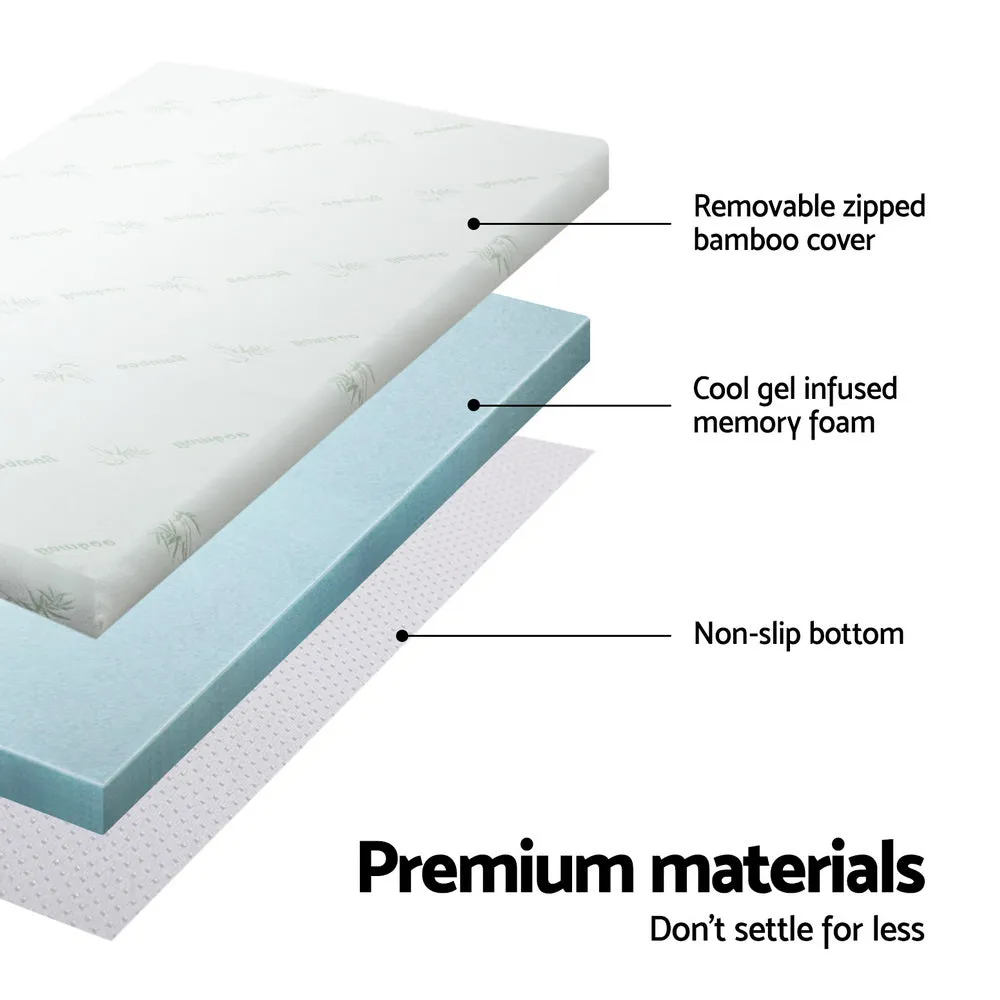 10cm Cool Gel Memory Foam Mattress Topper Double Bamboo - Giselle