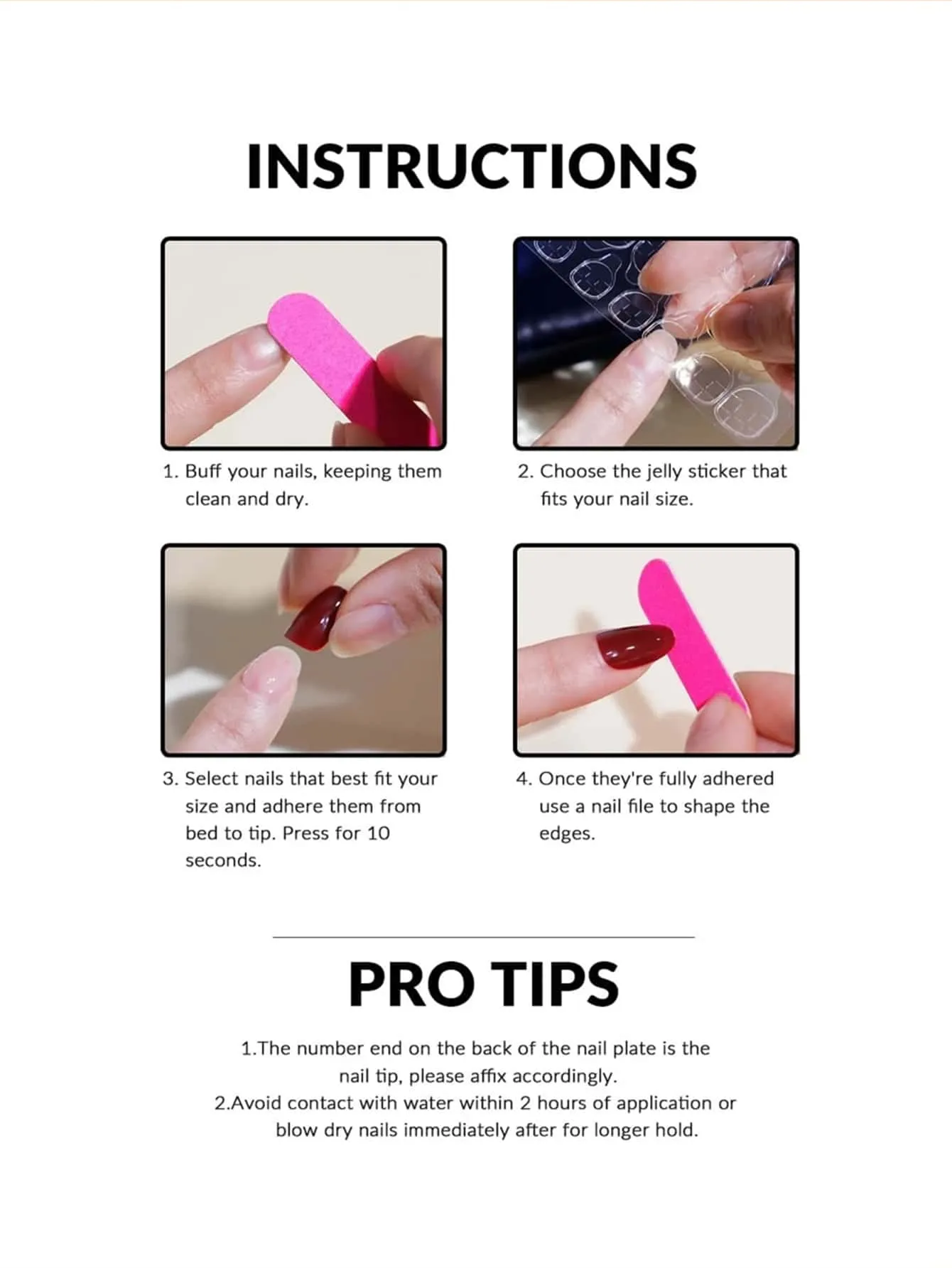 24pcs Short Oval Hot Pink French Star Print Fake Nail Set False Nails Press On