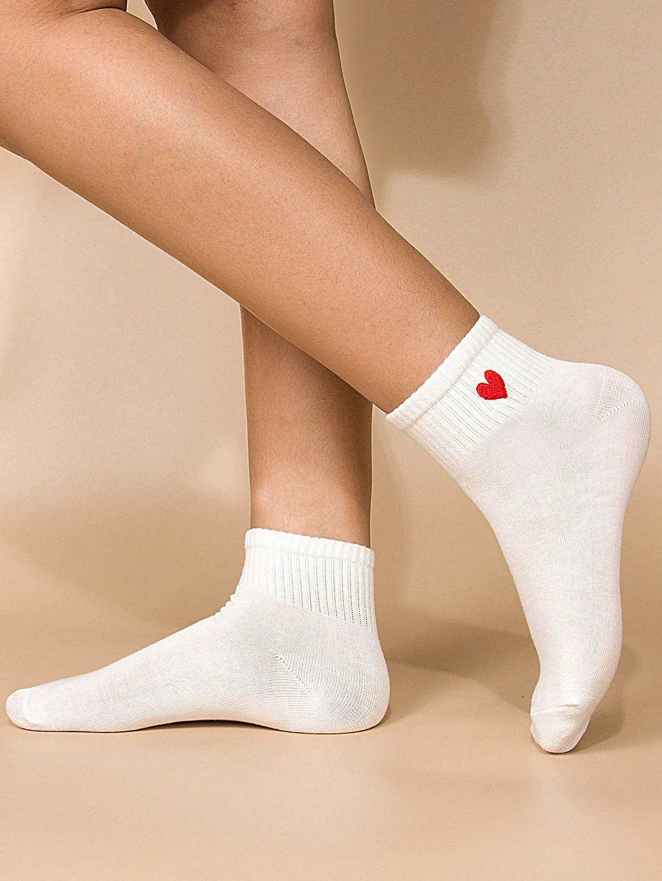 2pairs Small Red Heart Ankle Socks Silly Socks for Women Funky Socks Funny Socks