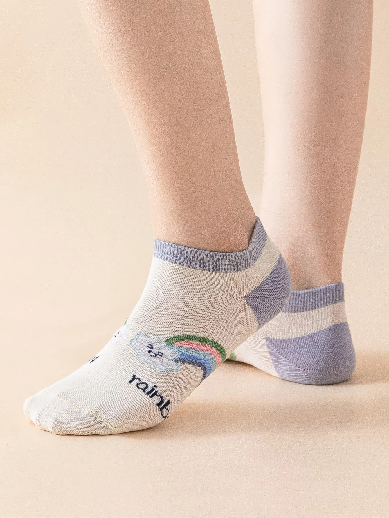 5pairs Rainbow Pumpkin Ankle Socks Silly Socks for Women Funky Socks Funny Socks