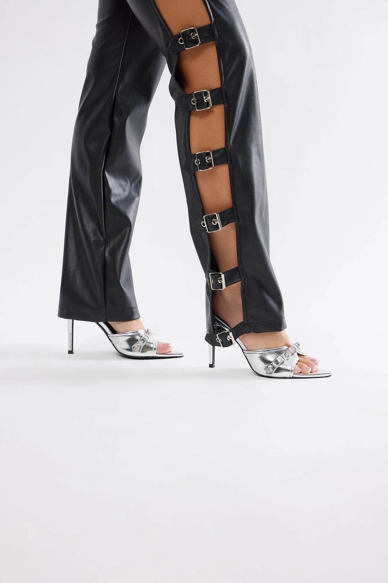 Alessia Heeled Mules - Silver