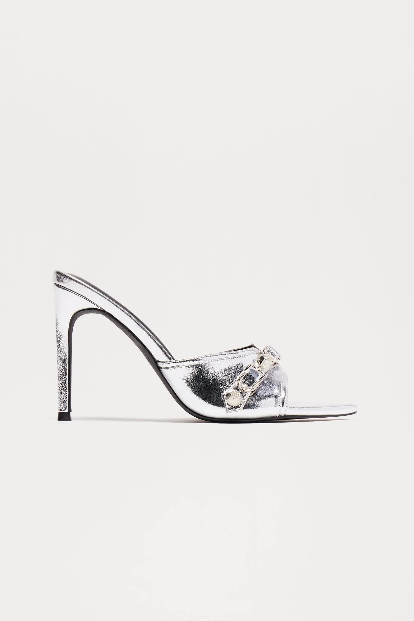 Alessia Heeled Mules - Silver