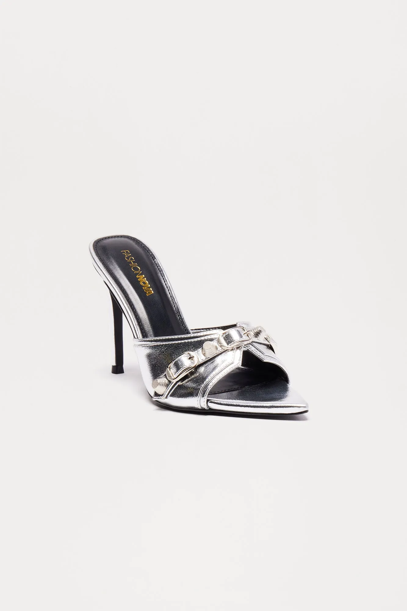 Alessia Heeled Mules - Silver
