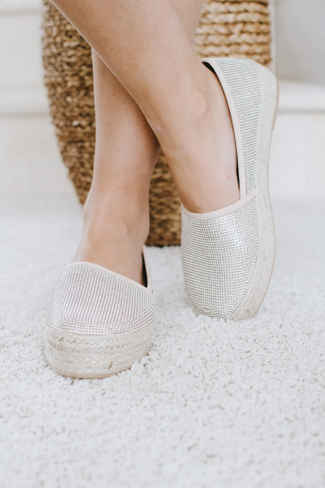 All Rhinestone Jute Platform Sneaker (SALE)