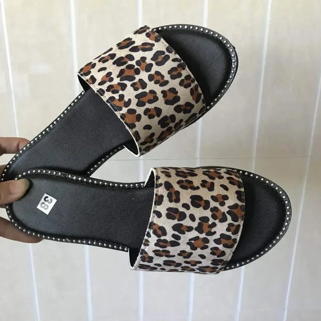 AMOZAE-- Peep Toe Solid Flat Slides, Comfortable Fashion