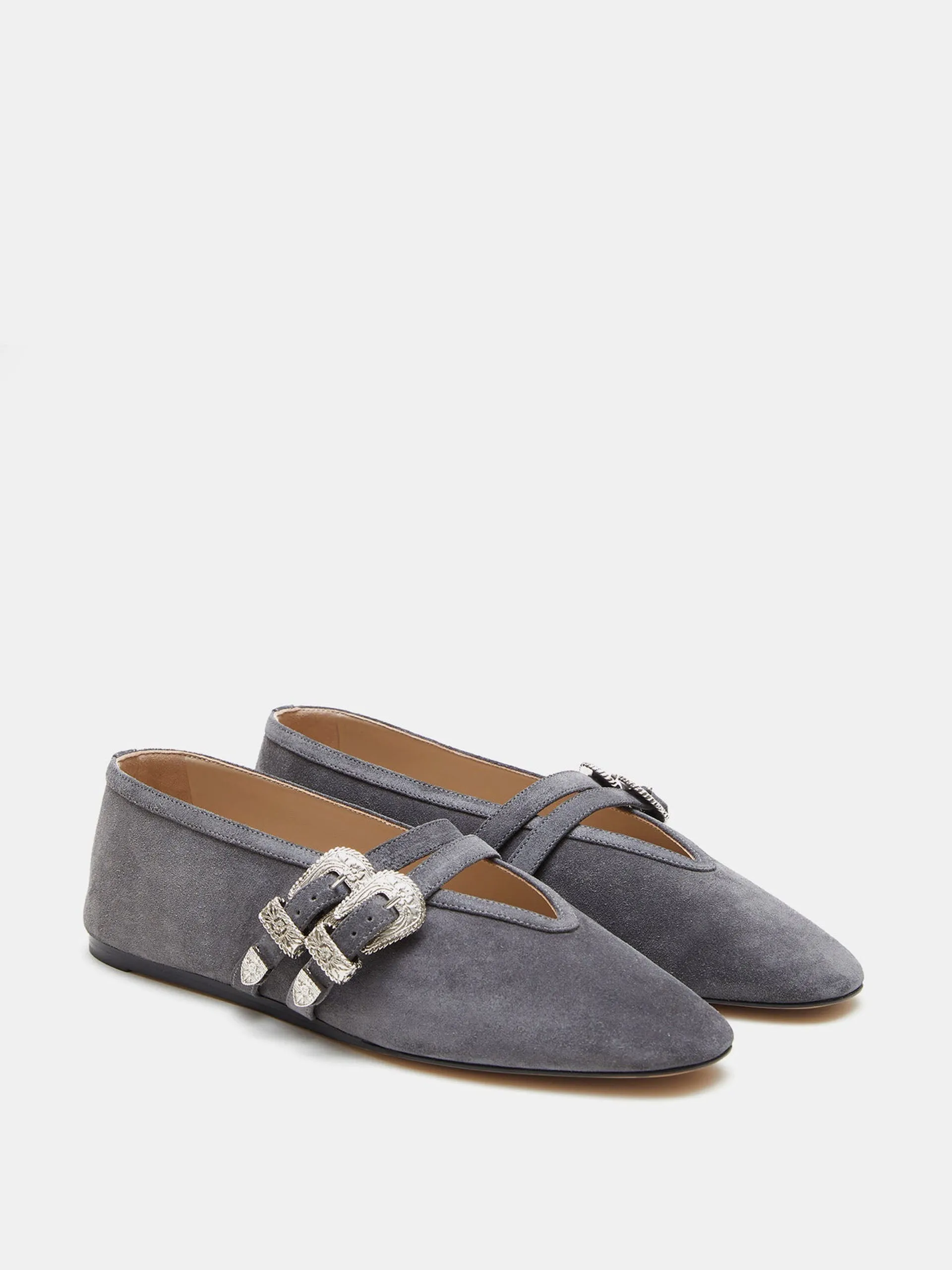 Anthracite suede ballet Claudia slippers