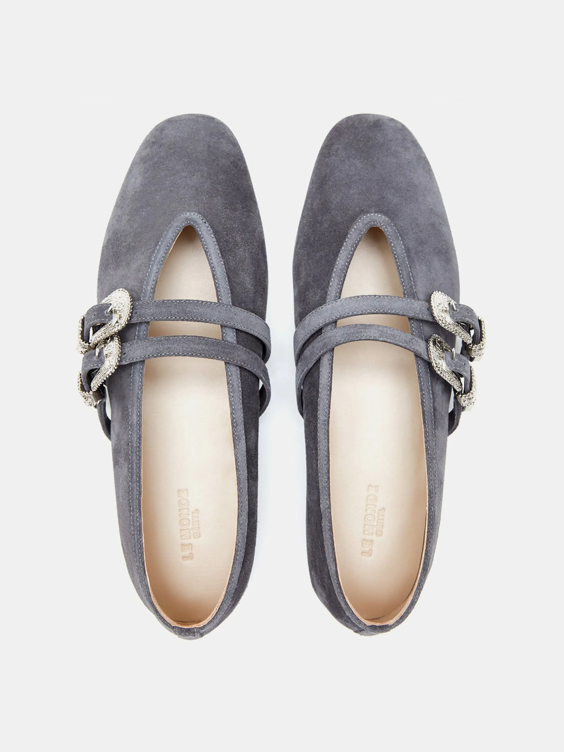 Anthracite suede ballet Claudia slippers