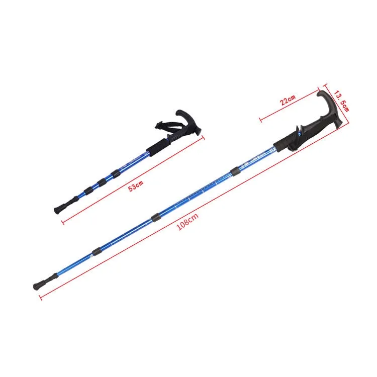 Aotu AT7555 108cm Outdoor Camping Aluminum Alloy T Handle Lock 4 Alpenstock(Blue)