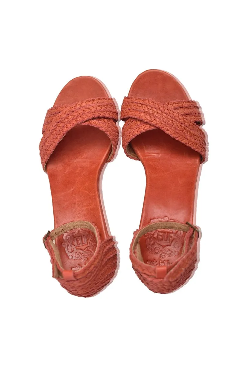 Bahamas Block Heel Sandals in Vintage Red