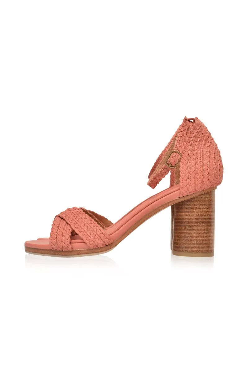 Bahamas Block Heel Sandals in Vintage Red