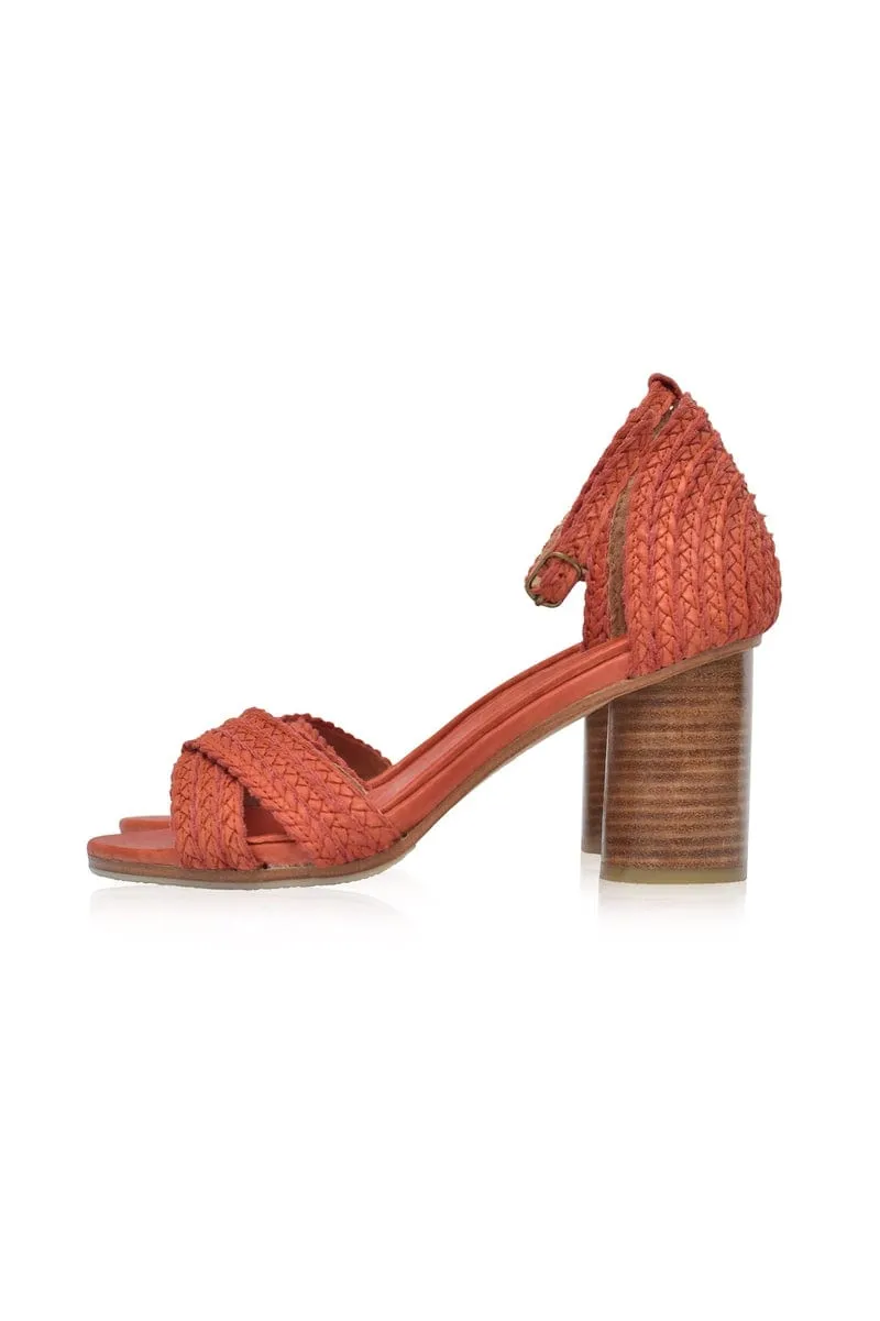 Bahamas Block Heel Sandals in Vintage Red