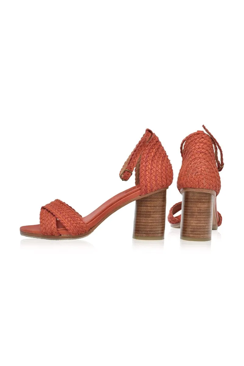 Bahamas Block Heel Sandals in Vintage Red