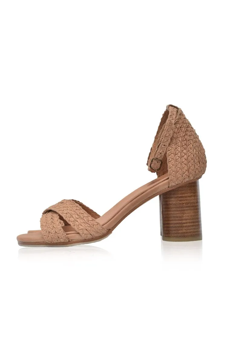 Bahamas Block Heel Sandals in Vintage Red