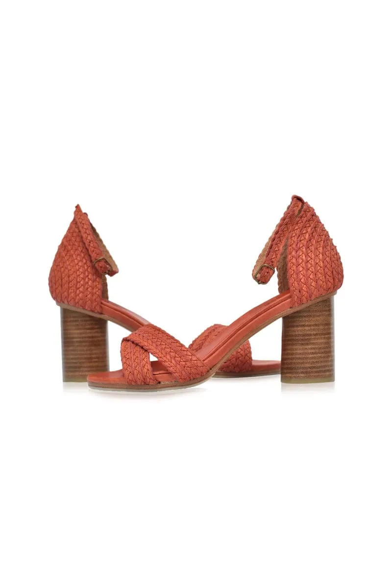 Bahamas Block Heel Sandals in Vintage Red