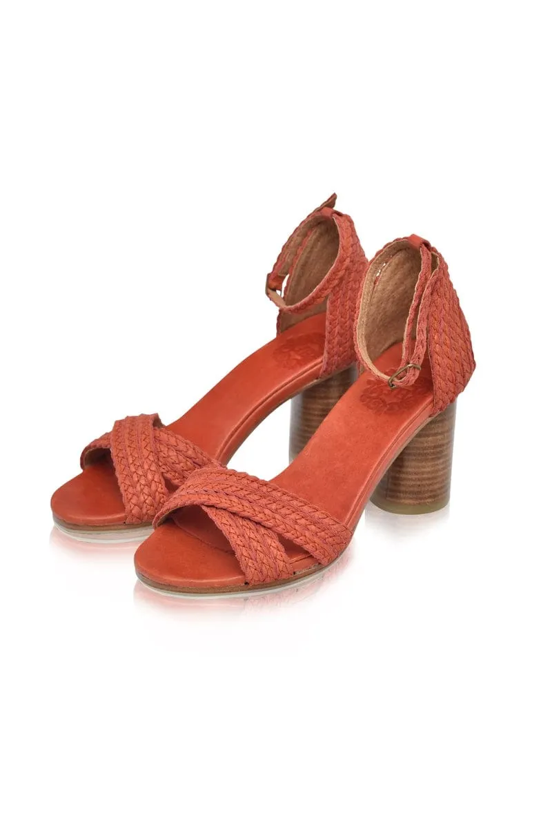 Bahamas Block Heel Sandals in Vintage Red