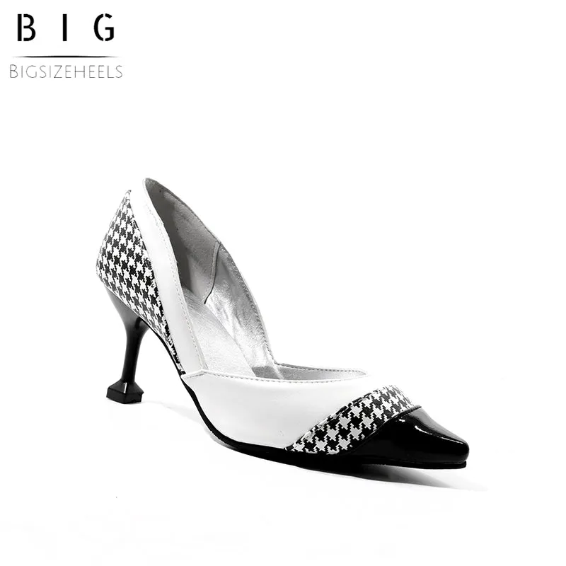 Bigsizeheels Stylish Pointed Toe Slip-On Thread Casual Thin Shoes - White