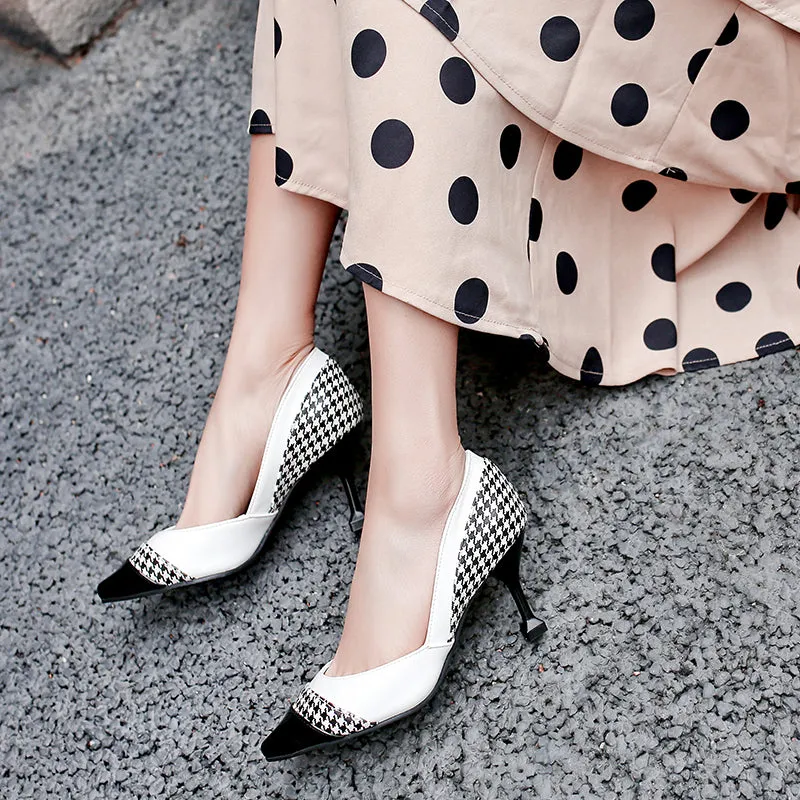 Bigsizeheels Stylish Pointed Toe Slip-On Thread Casual Thin Shoes - White