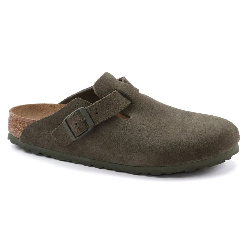 Birkenstock Boston Suede Clog in Latte, Rose, Antique White & Thyme available in Narrow Widths