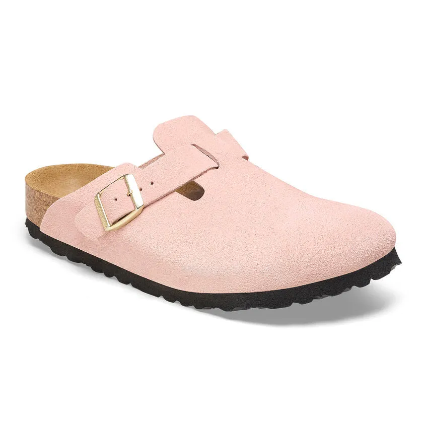 Birkenstock Boston Suede Clog in Latte, Rose, Antique White & Thyme available in Narrow Widths