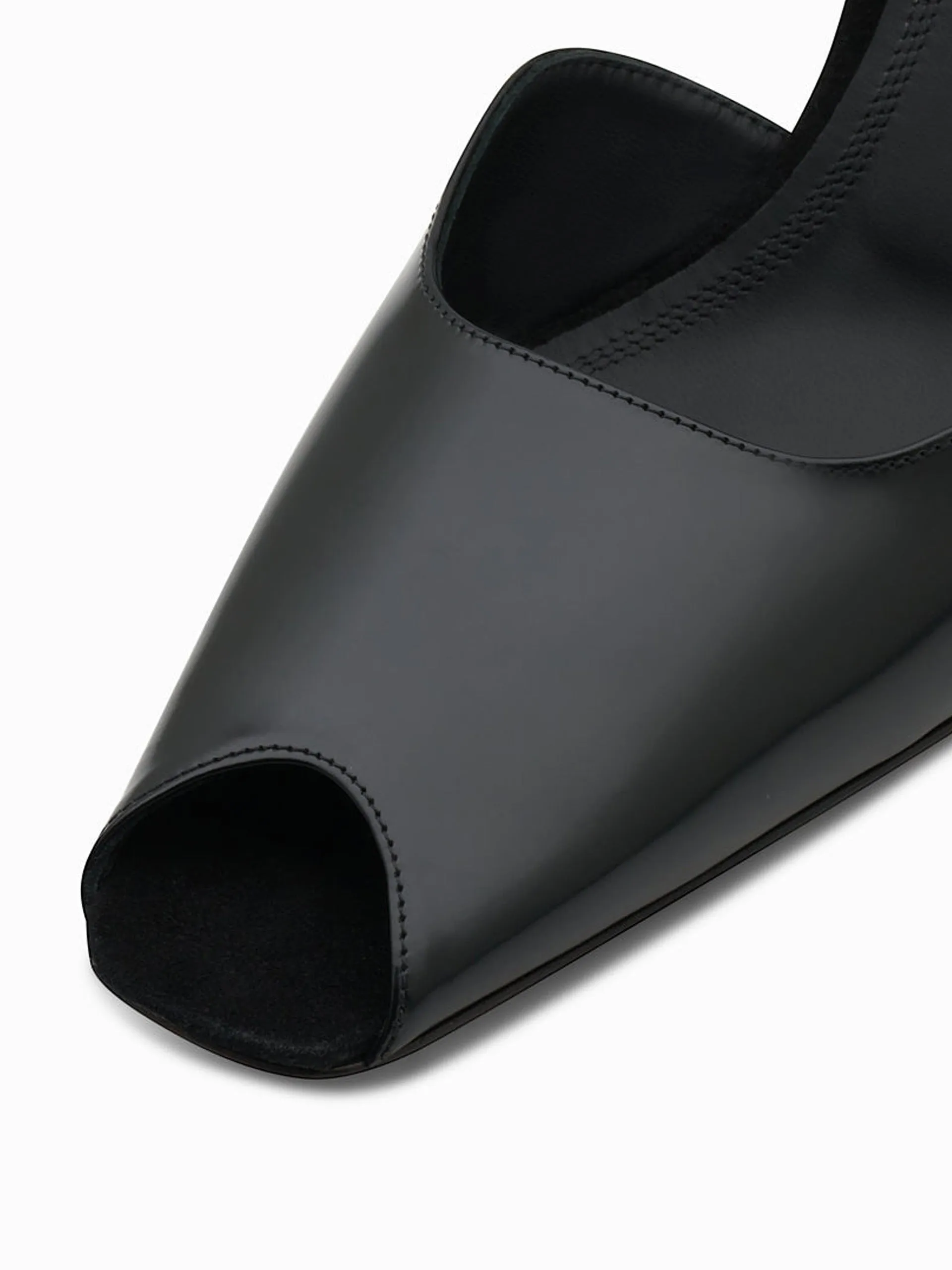 Black Dracu peep toe pumps