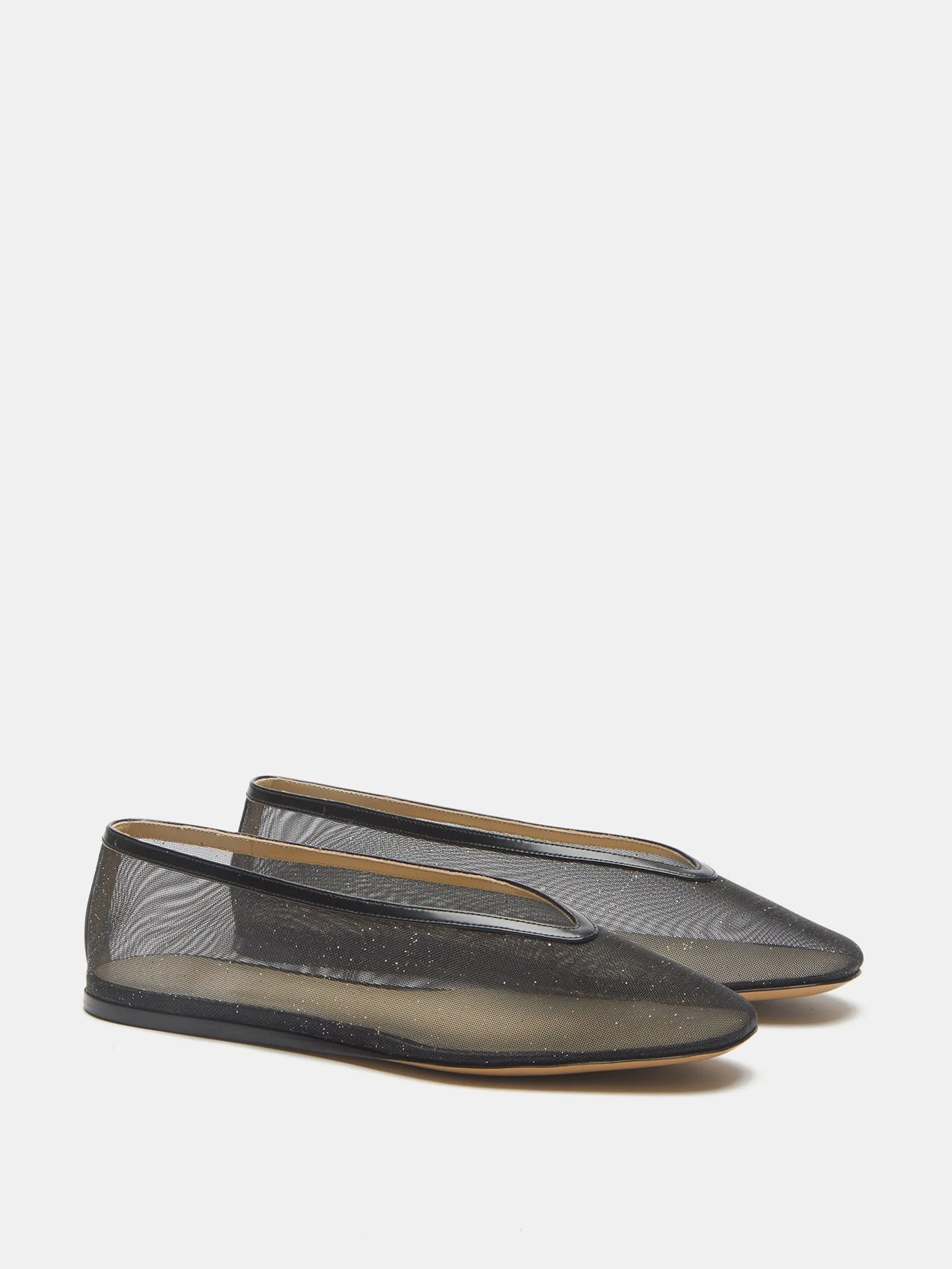 Black glitter mesh Luna slippers