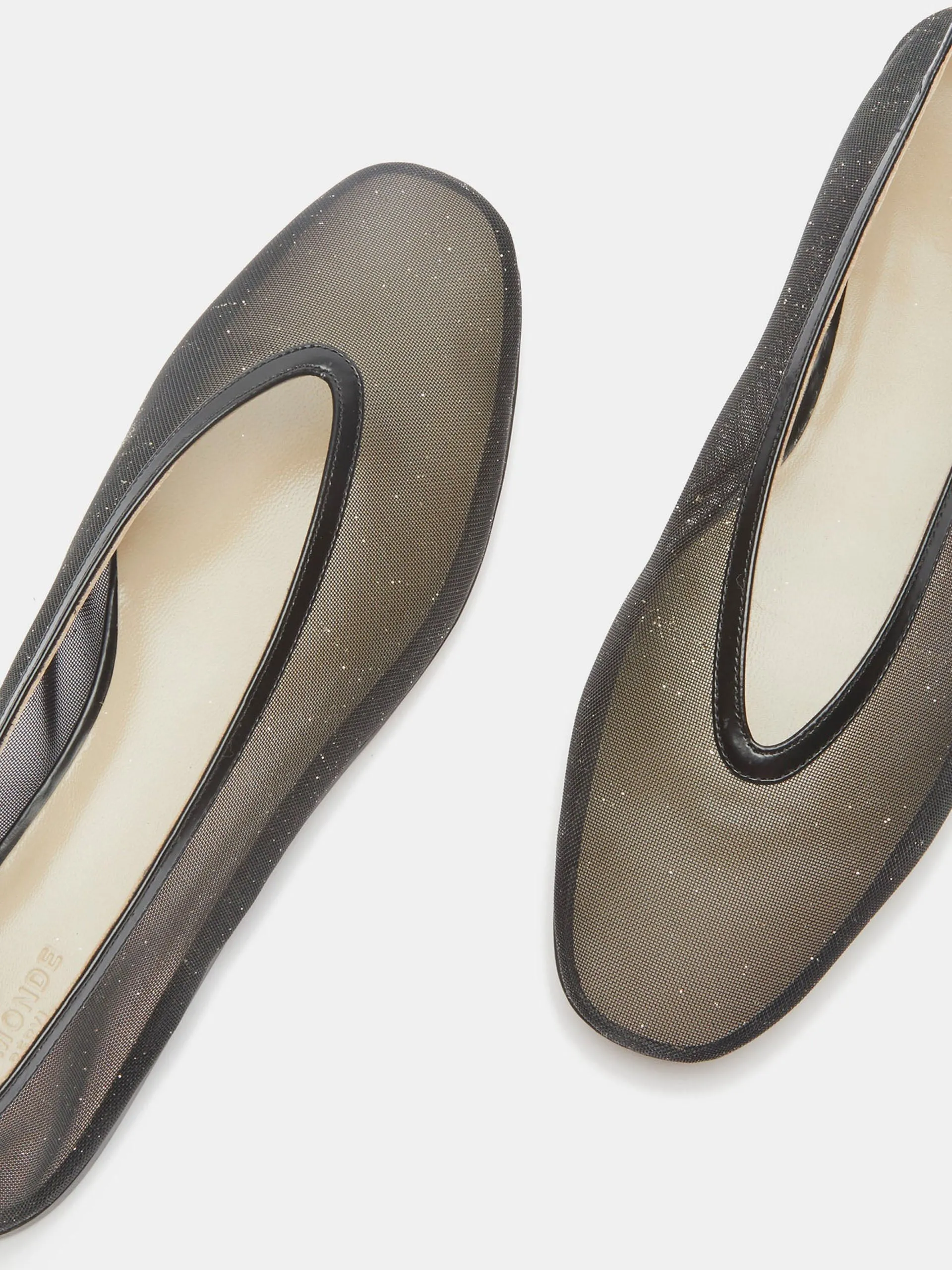 Black glitter mesh Luna slippers