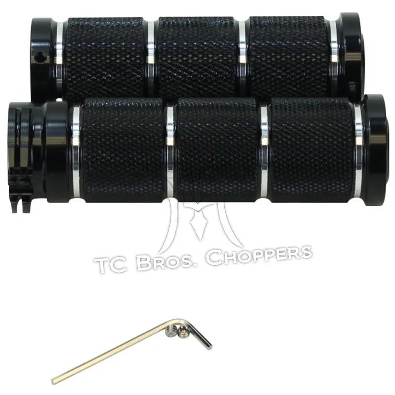Black Knurled Billet 1" Grips (Harley 73-12 dual cable applications)