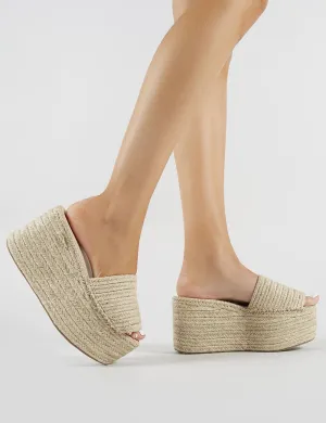 Bodhi Flatform Sandals in Natural Woven