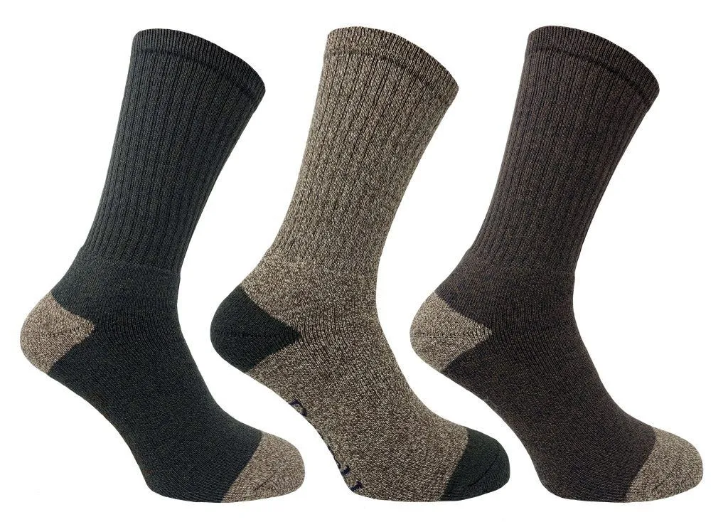 Bramble Mens Docks All Terrain Socks 3PK Green/Beige/Brown 6-11