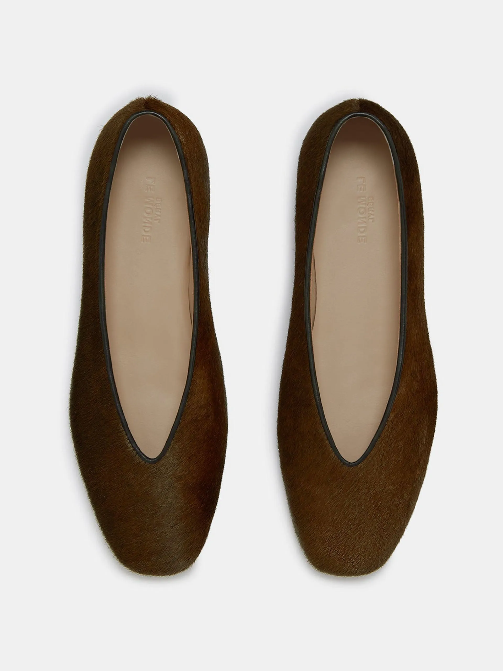 Chocolate calf hair Regency slippers