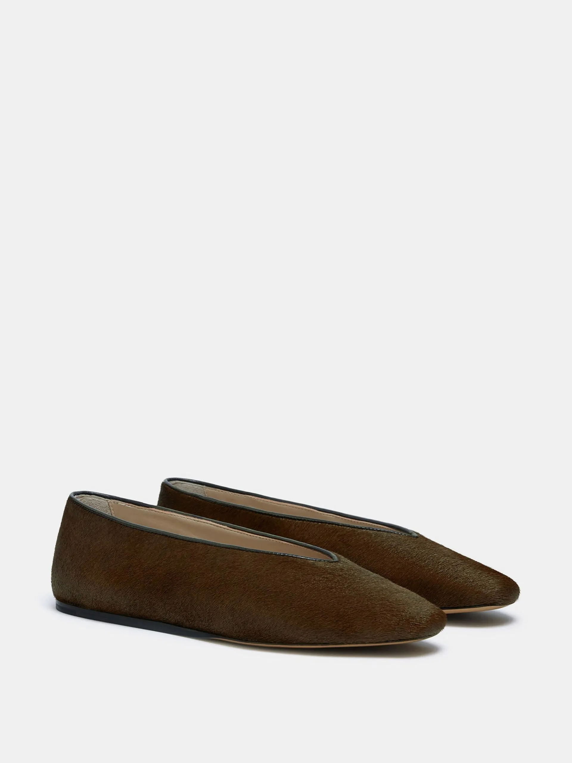 Chocolate calf hair Regency slippers