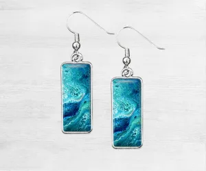 Deep Serenity Rectangle Earrings | Handmade Beach Earrings