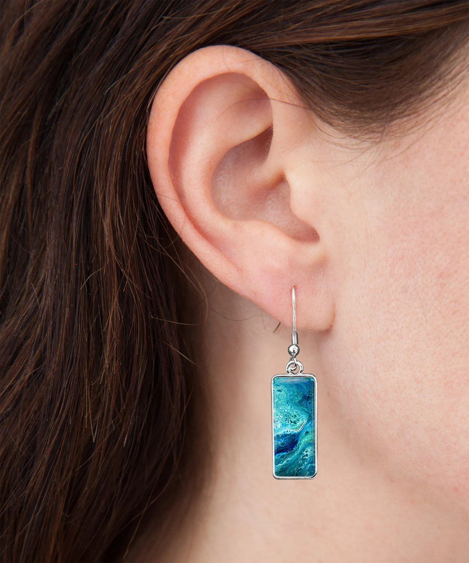 Deep Serenity Rectangle Earrings | Handmade Beach Earrings