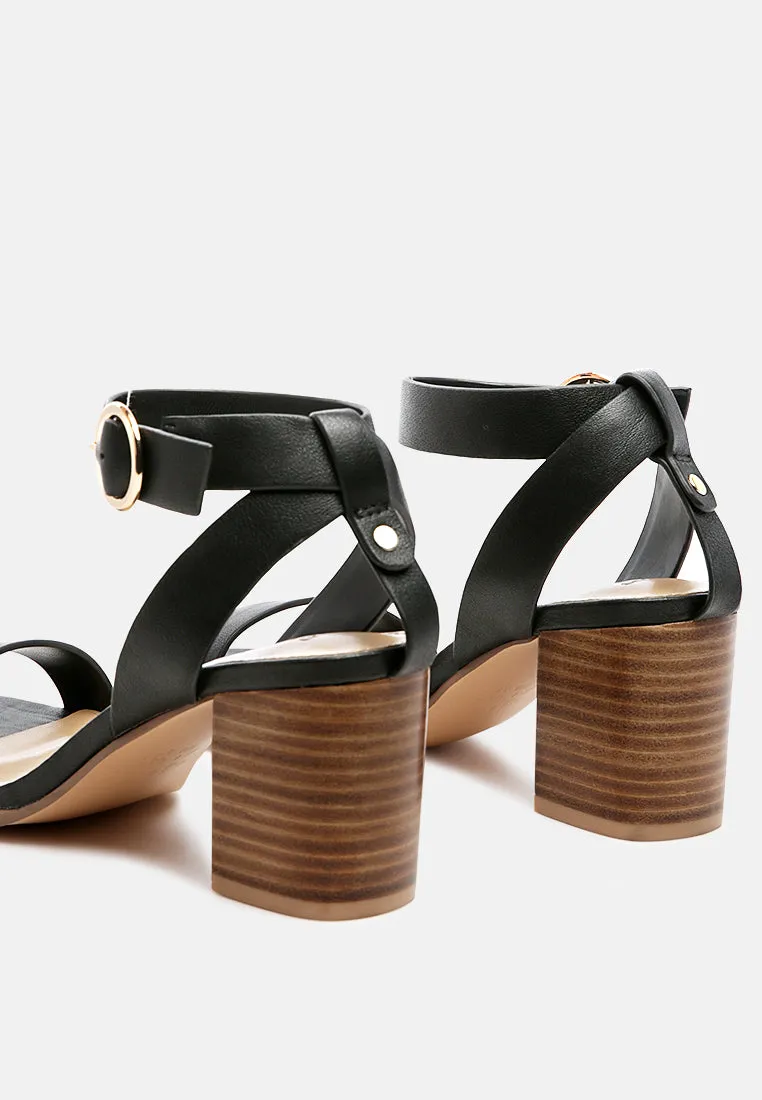 DOLPH Stack Block Heeled Sandal in Black