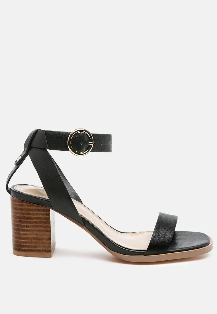 DOLPH Stack Block Heeled Sandal in Black