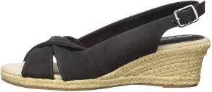 Easy Street Women's Maureen Espadrille Slingback Sandal Wedge Color Black Size 11