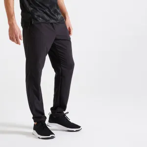 Fitness Workout Pants Breathable Regular Men's Black DOMYOS, Black