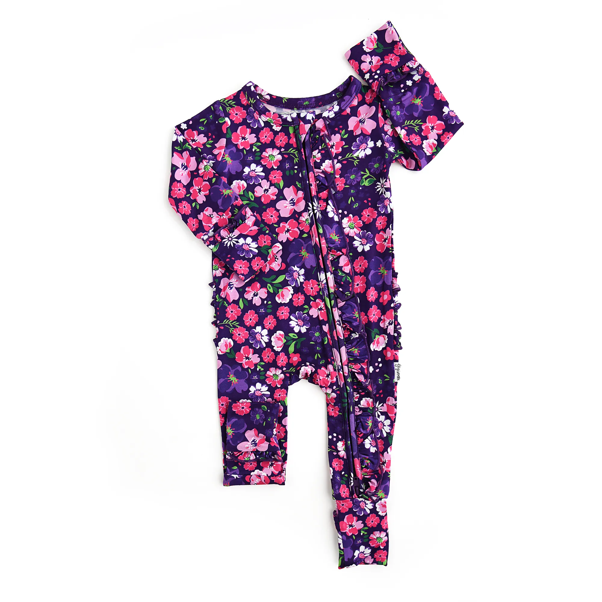 GIG Mila Ruffle Zip Bamboo Baby Pajama Sleeper
