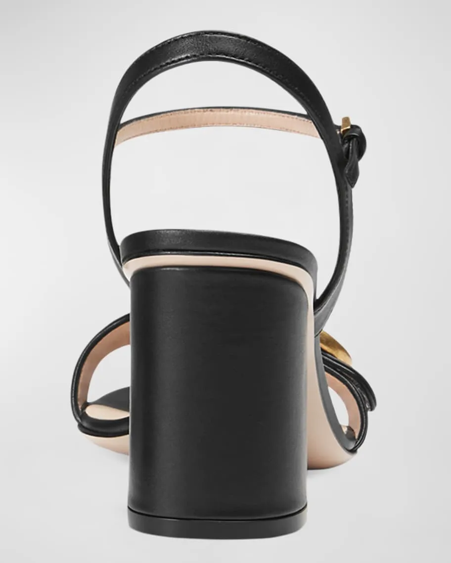 Gucci Leather GG Sandals with Block Heel