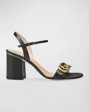 Gucci Leather GG Sandals with Block Heel