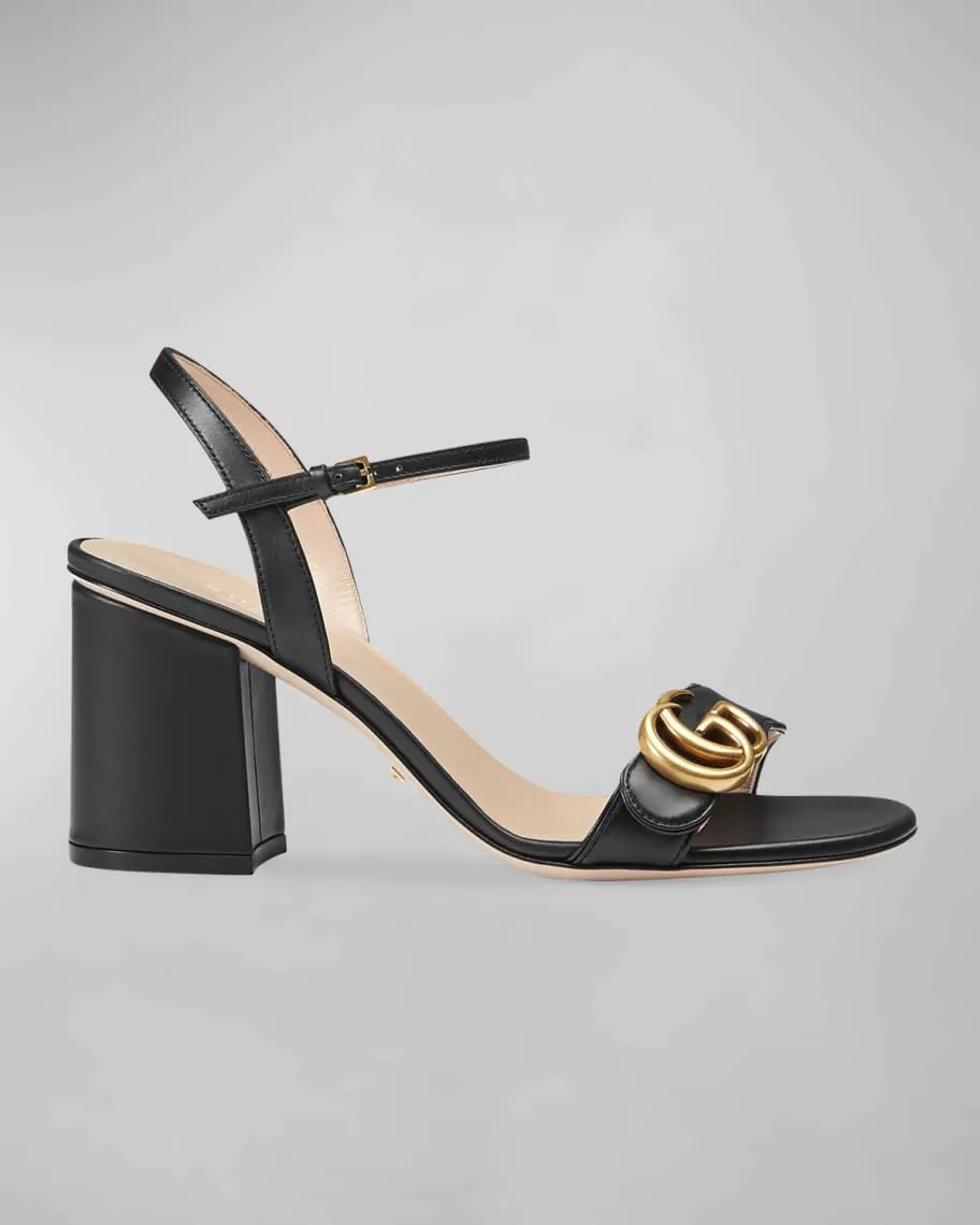Gucci Leather GG Sandals with Block Heel