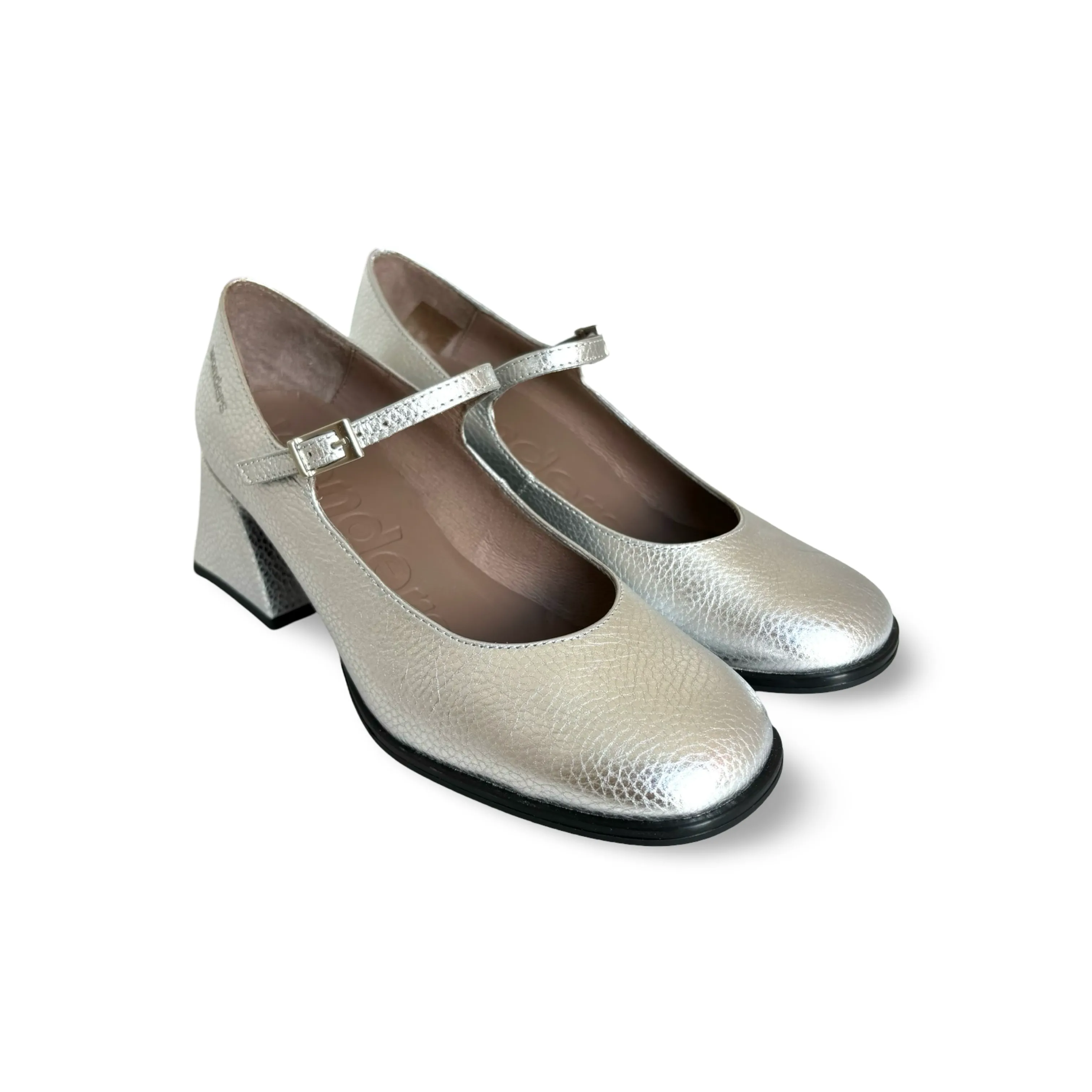 H5711 Silver Leather Maryjane Pump