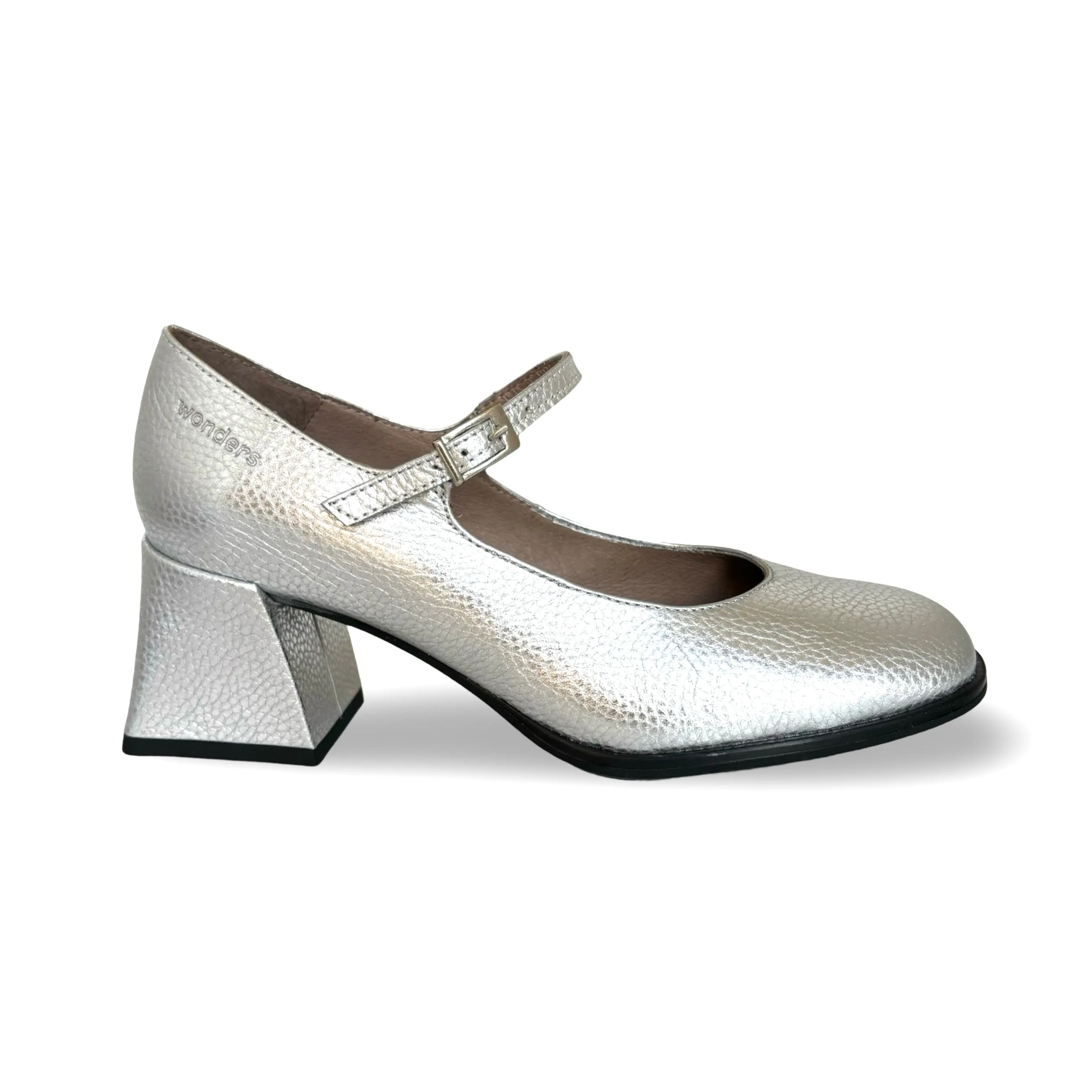 H5711 Silver Leather Maryjane Pump