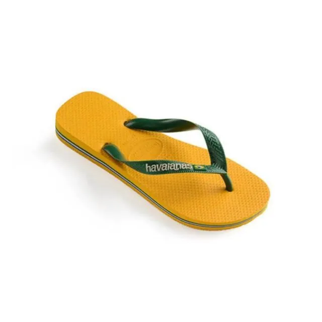 Havaianas Brasil Logo Kids Beach Slippers Yellow