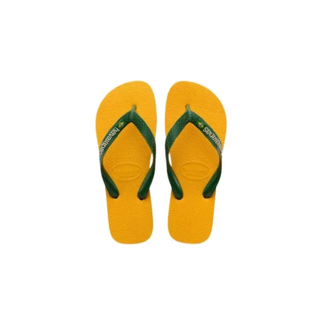 Havaianas Brasil Logo Kids Beach Slippers Yellow