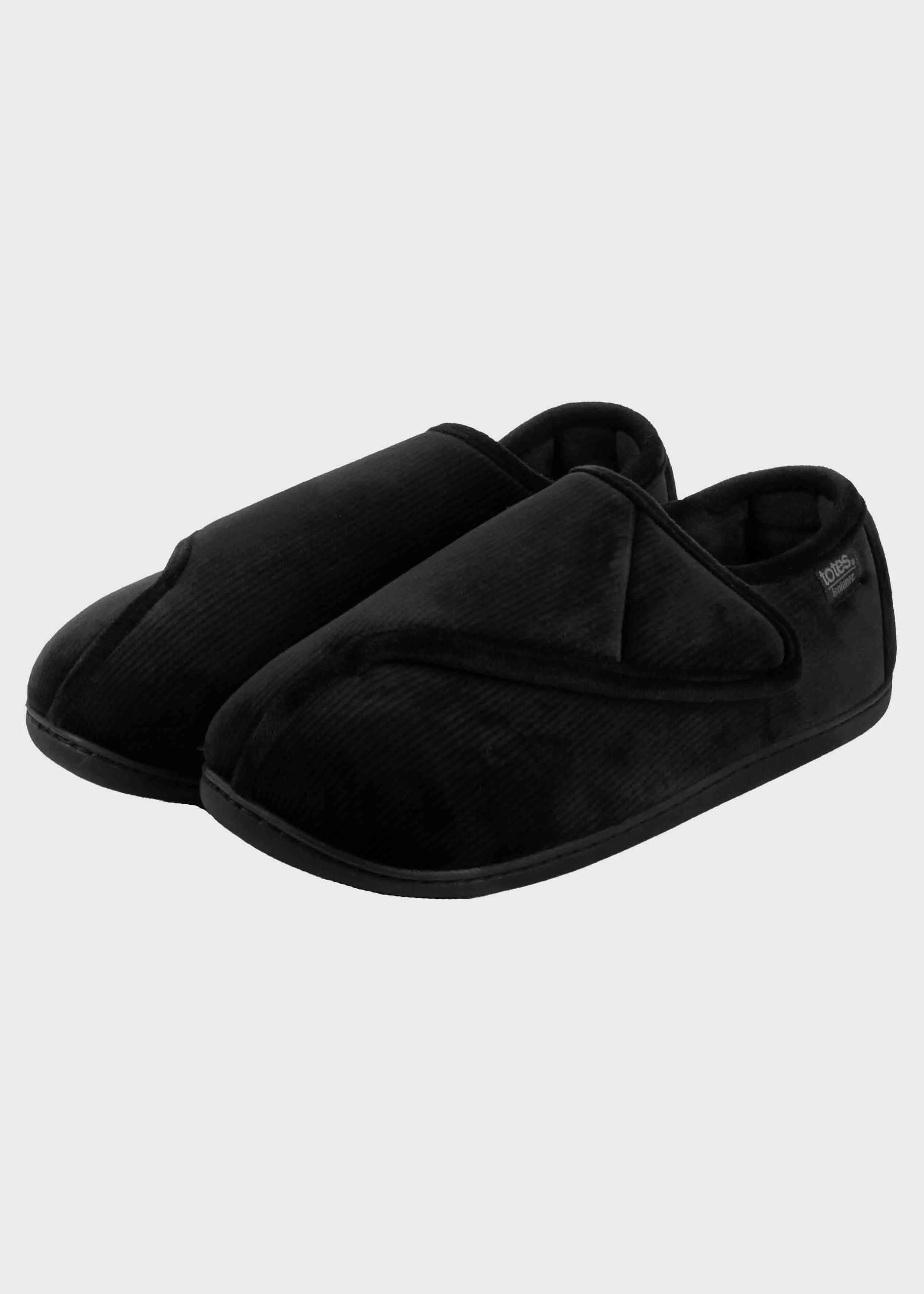 Isotoner Men's Velour Full Back Touch Fasten Slipper