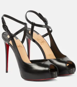 Jenlove Alta 120 Peep Toe Leather Pumps Christian Louboutin Black