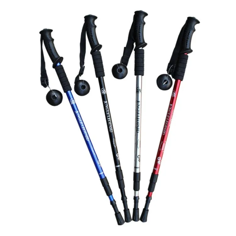 JUNGLELEOPARD 3-Section Straight Handle Aluminum Trekking Pole Multifunctional Walking Hand Crutches, Length: 66-135cm(Blue)