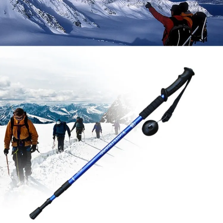 JUNGLELEOPARD 3-Section Straight Handle Aluminum Trekking Pole Multifunctional Walking Hand Crutches, Length: 66-135cm(Blue)