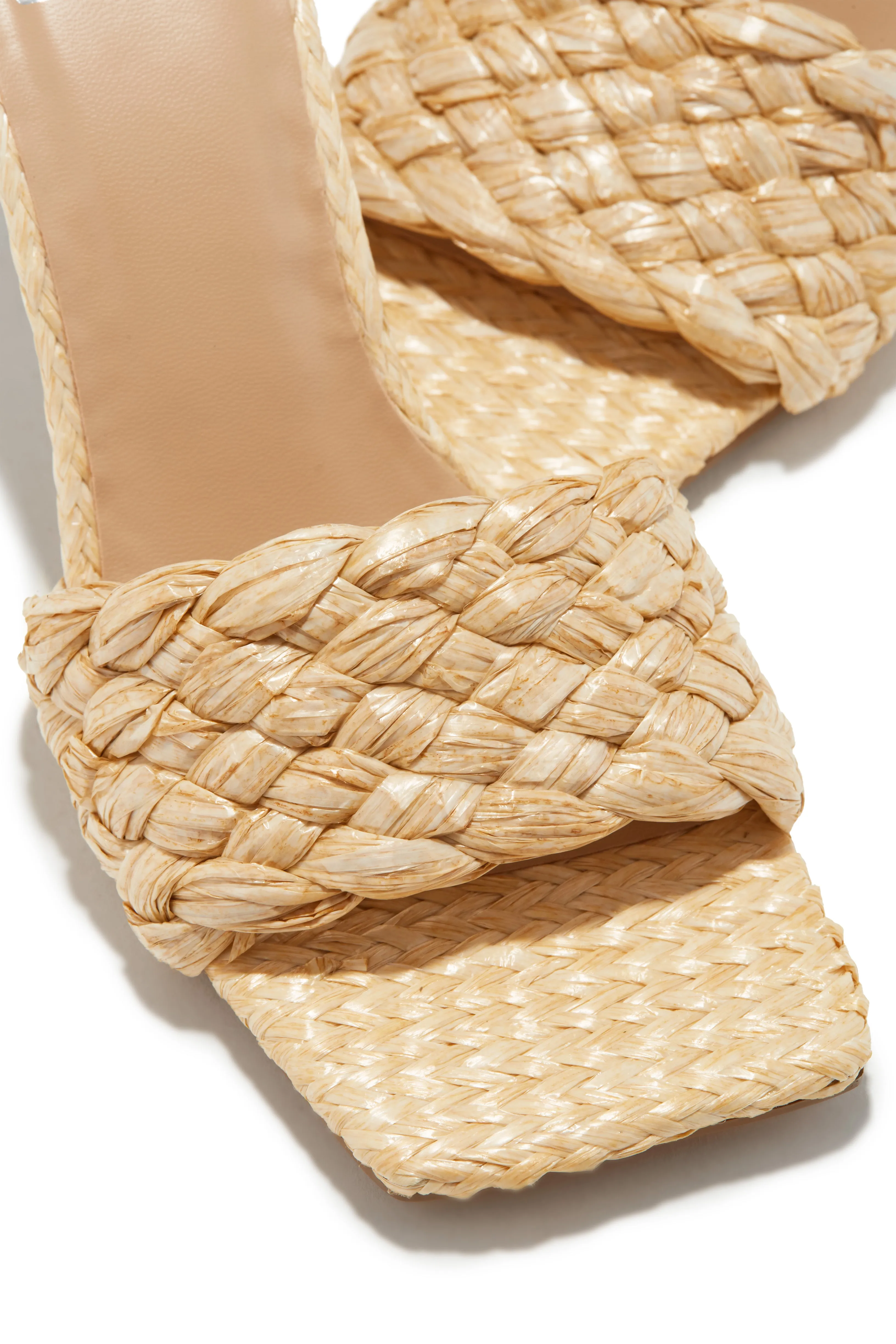 Kalea Open Square Toe Mule Heels - Natural